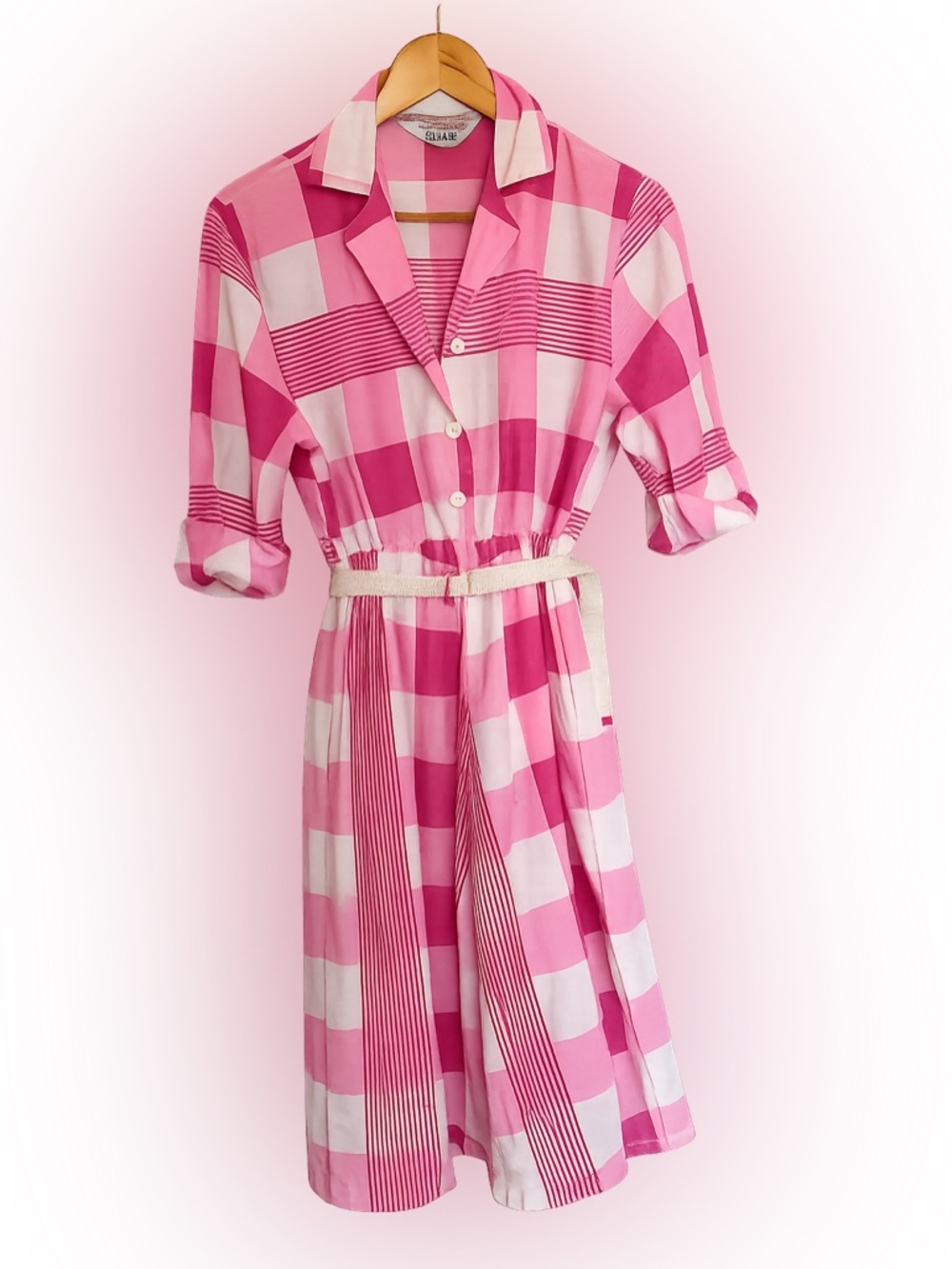 Vintage Blair Pink Plaid Cotton Shirt Dress - Picture 2 of 4